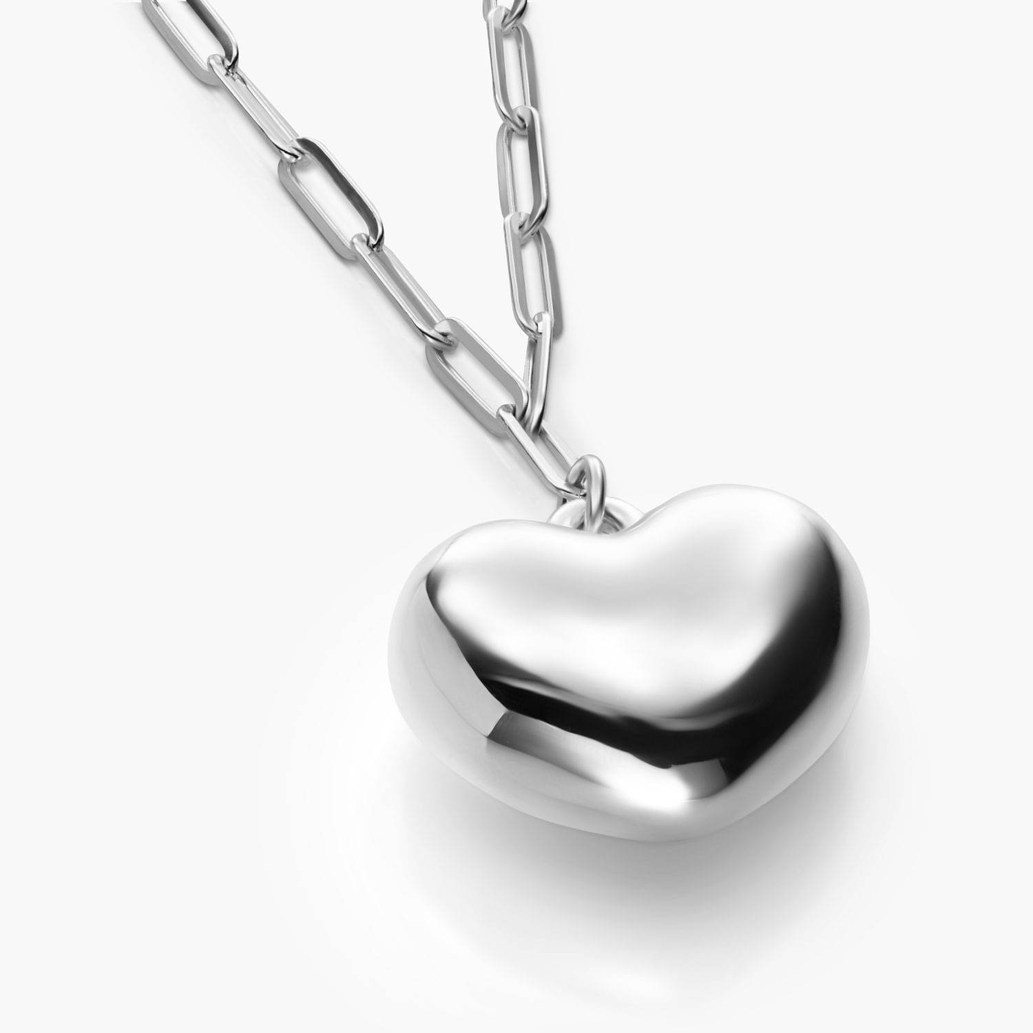 Puffy Heart Pendant- Silver-3 product photo