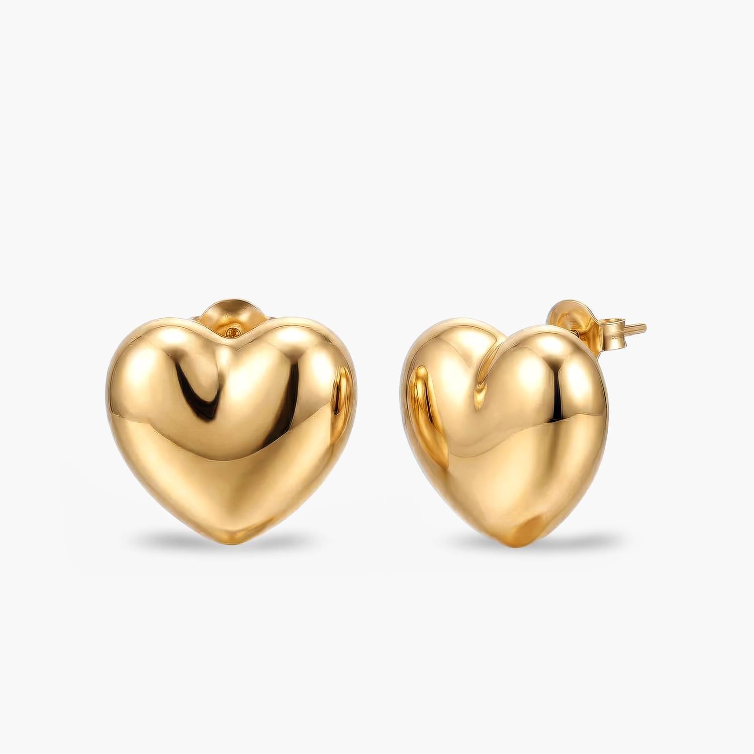 Puffy Heart Studs - Gold-3 product photo