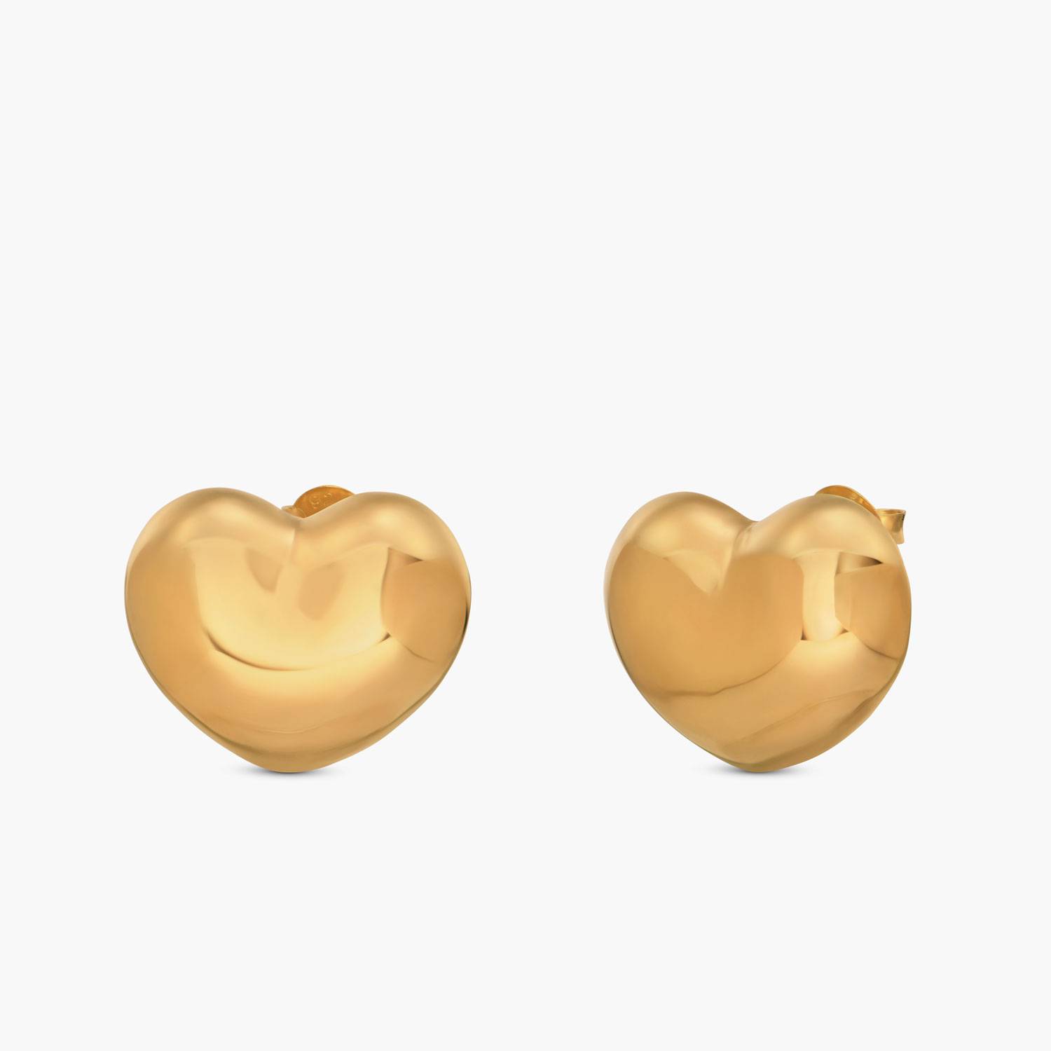 Puffy Heart Studs- Gold Vermeil-3 product photo