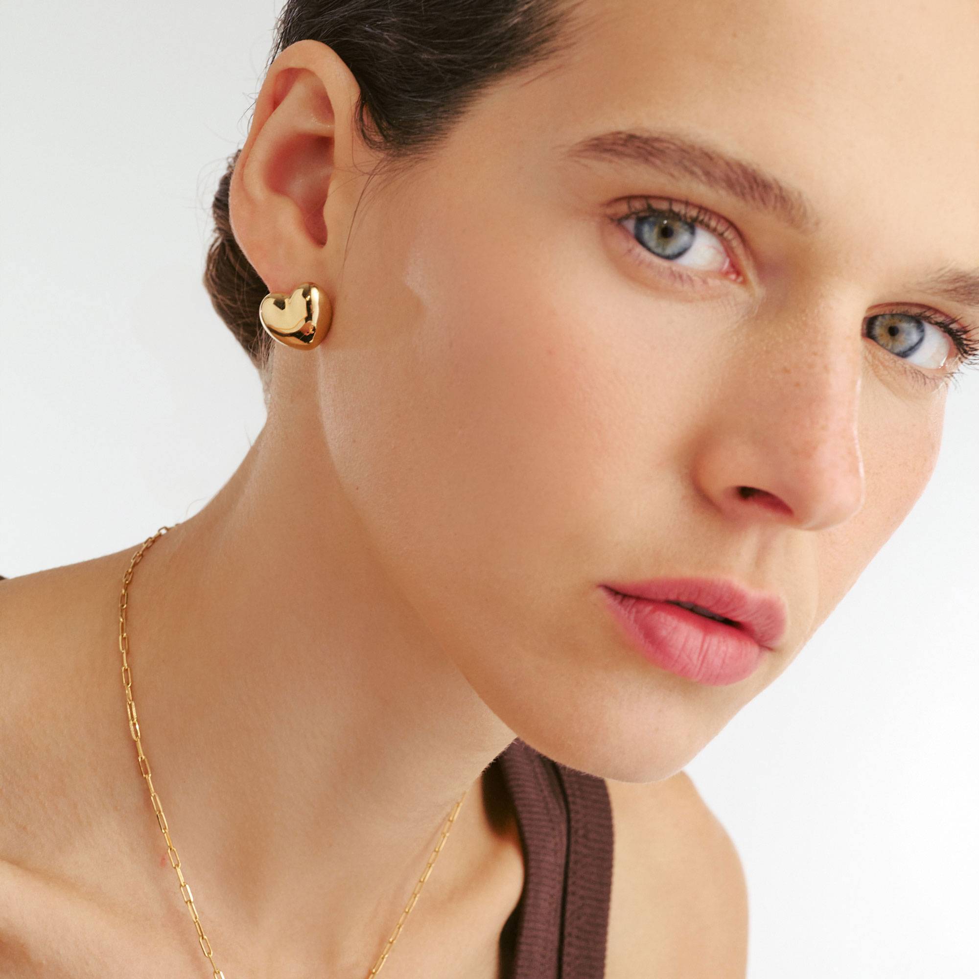 Puffy Heart Studs- Gold Vermeil-1 product photo