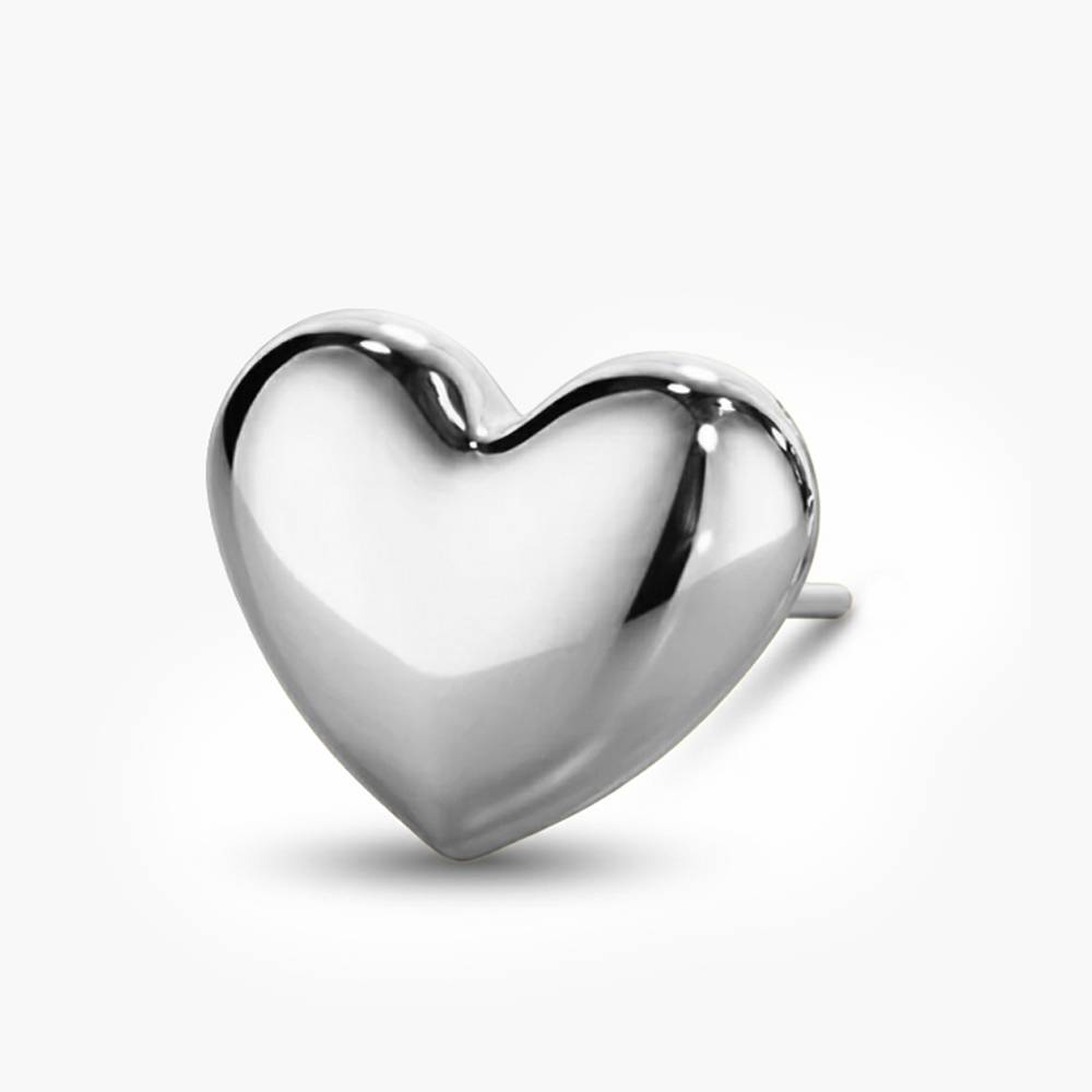 Puffy Heart Studs - Silver-1 product photo