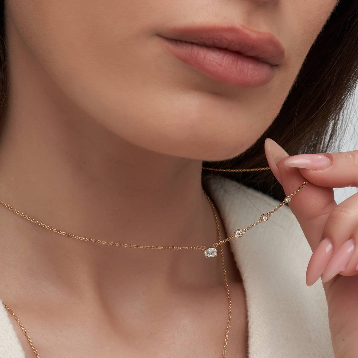 Gold Faux Multi Diamond Necklace main image 0