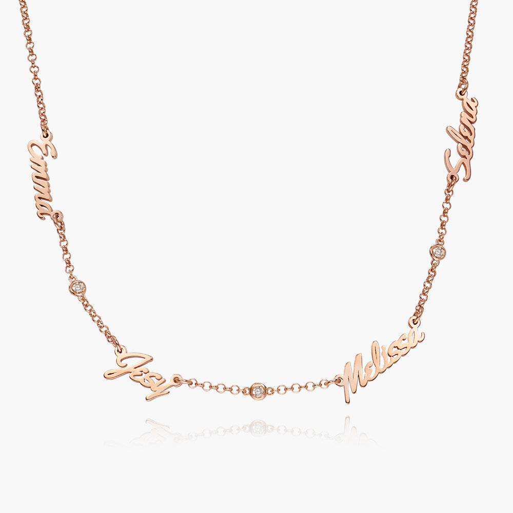 Real Love Multiple Name Necklace With Diamonds - Rose Gold Vermeil