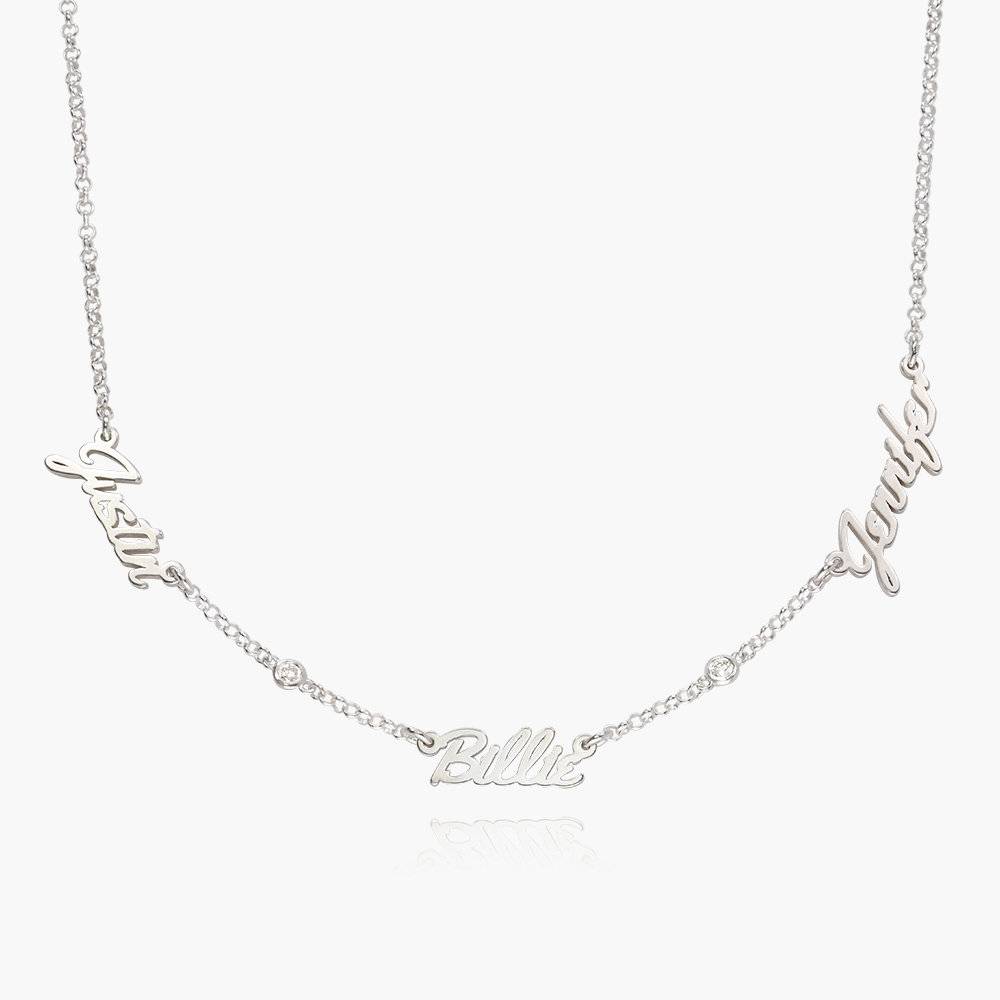 REAL LOVE MULTIPLE NAME NECKLACE WITH DIAMONDS - SILVER
