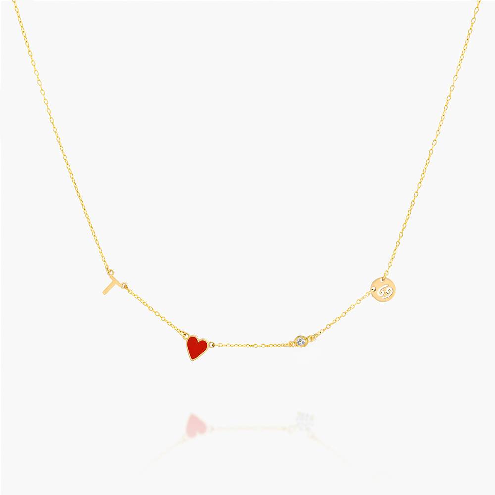 Red Heart Inez Initial Necklace With Diamond - 14K Solid Gold-3 product photo