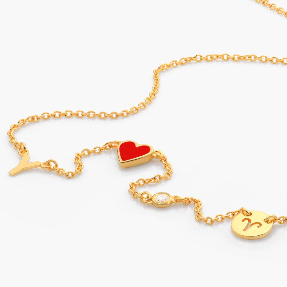Red Heart Inez Initial Necklace With Diamond - Gold Vermeil-3 product photo