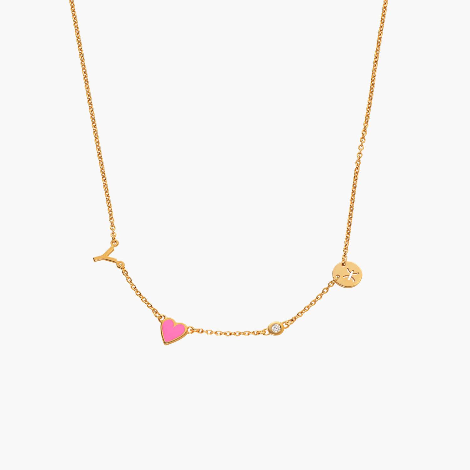 Inez Initial Heart Necklace with Diamond - Gold Vermeil-5 product photo