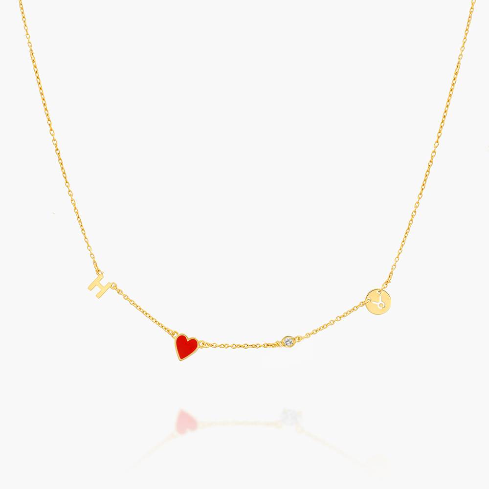 Red Heart Inez Initial Necklace With Diamond - Gold Vermeil-1 product photo