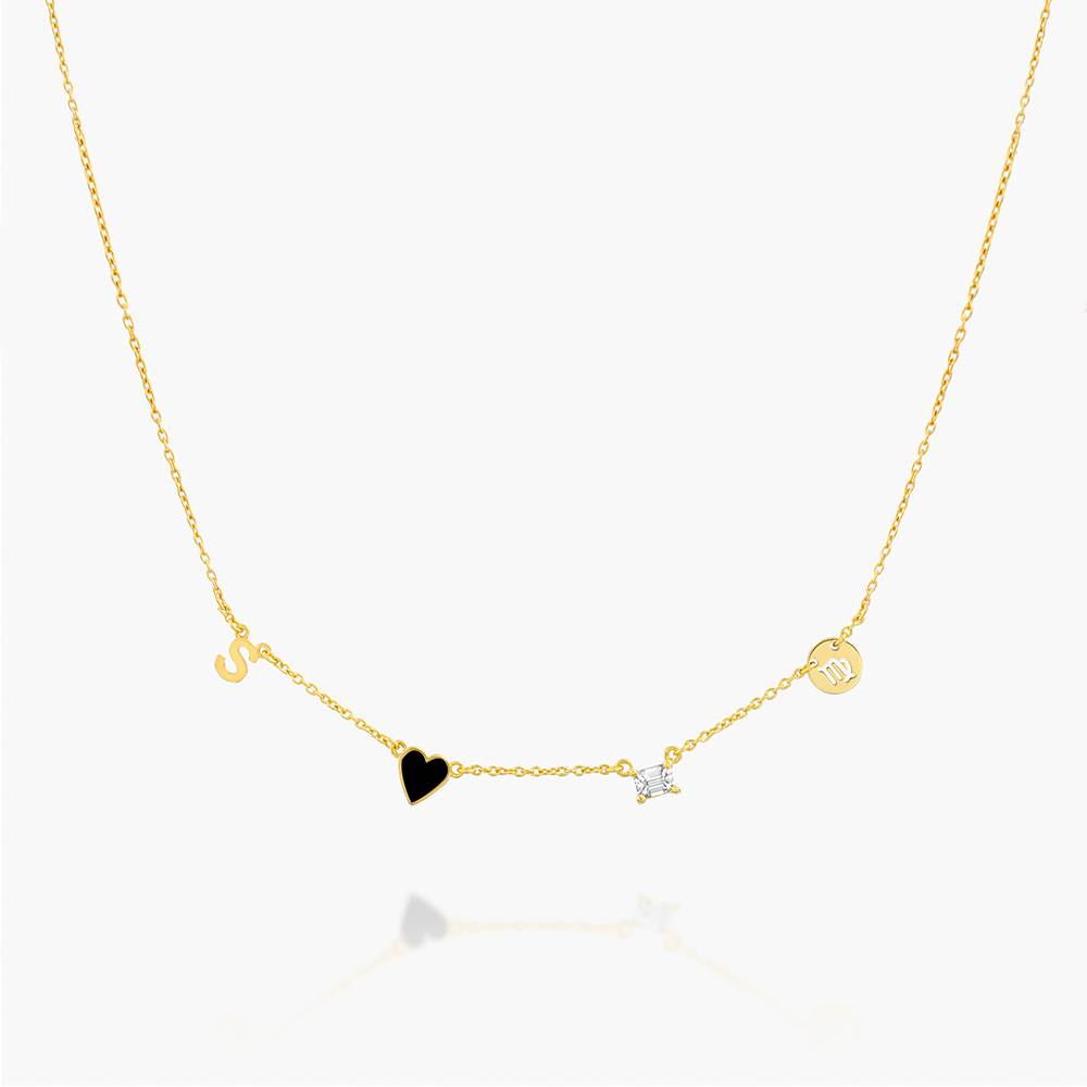 Inez Initial Heart Necklace With Premium Diamond - 14K Solid Gold-1 product photo