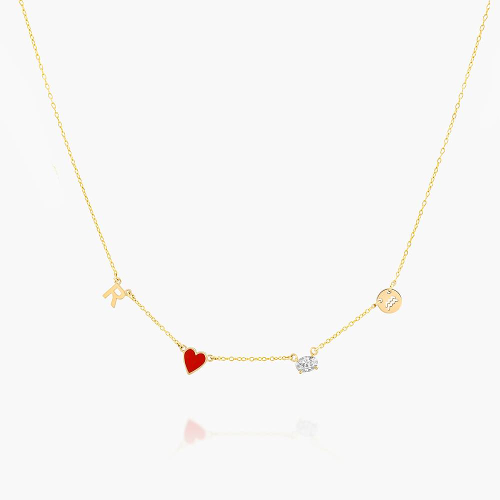 Red Heart Inez Initial Necklace With Premium Diamond - 14K Solid Gold product photo