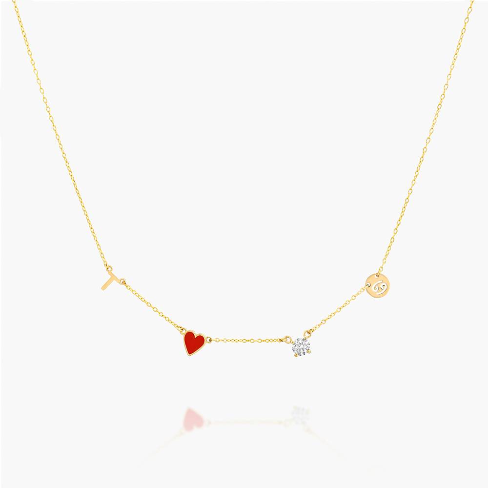 Inez Initial Heart Necklace With Premium Diamond - 10K Solid Gold-1 product photo