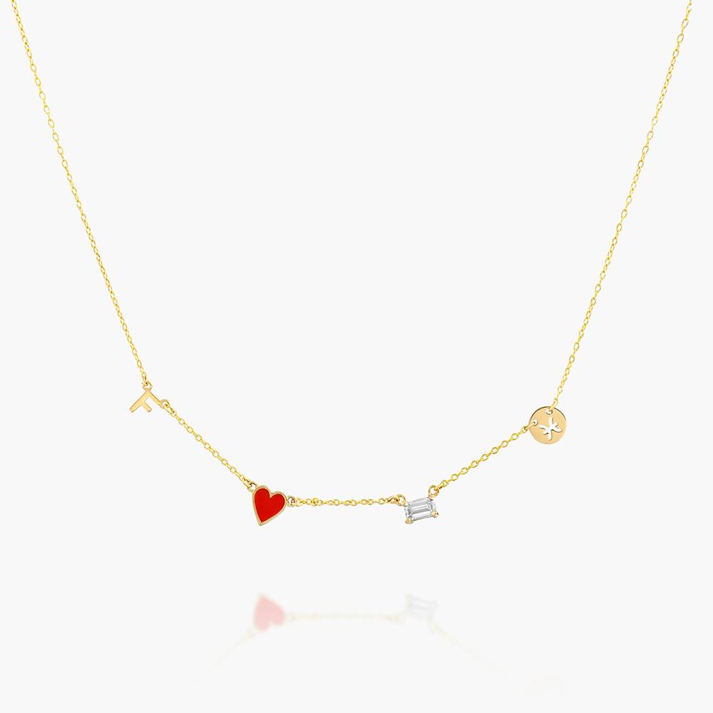 Inez Initial Heart Necklace With Premium Diamond - 10K Solid Gold-7 product photo