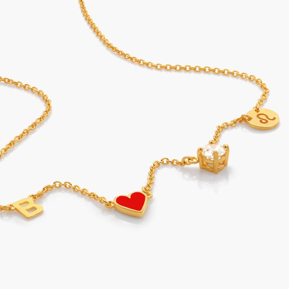 Red Heart Inez Initial Necklace With Premium Diamond - Gold Vermeil-6 product photo