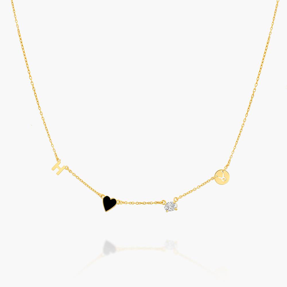 Inez Initial Heart Necklace With Premium Diamond - Gold Vermeil-5 product photo