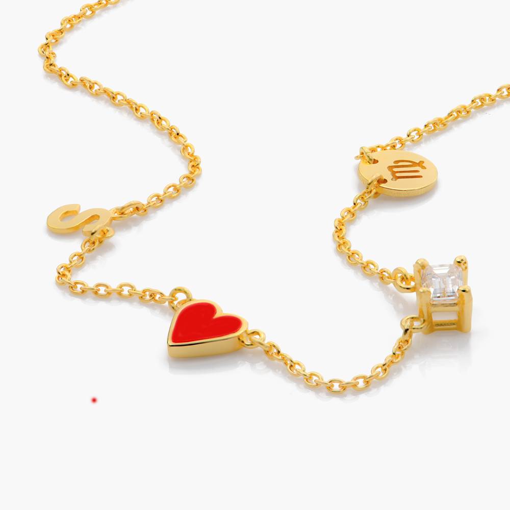Red Heart Inez Initial Necklace With Premium Diamond - Gold Vermeil-9 product photo