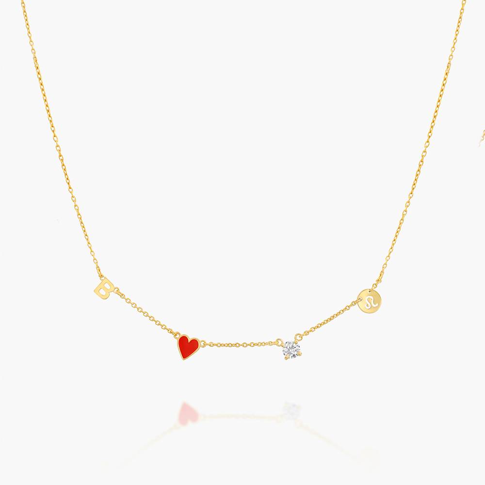 Collier Initial Inez Coeur Rouge avec Diamant Premium - Or Vermeil-1 photo du produit