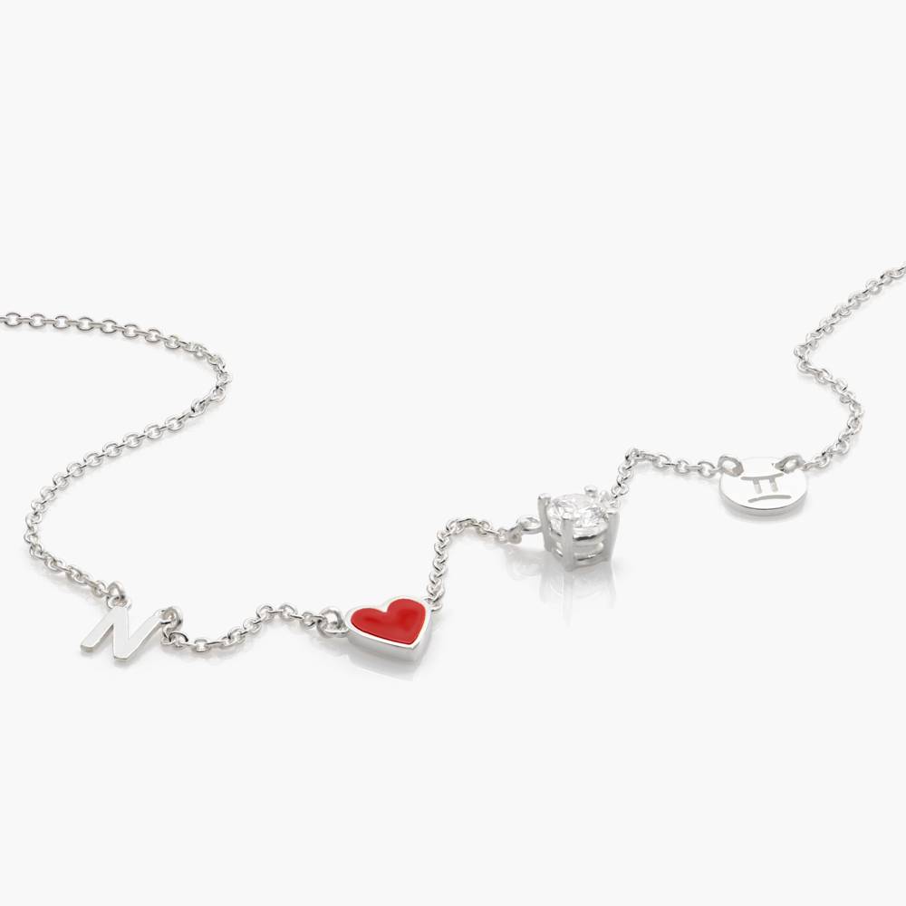 Red Heart Inez Initial Necklace With Premium Diamond - Silver-4 product photo