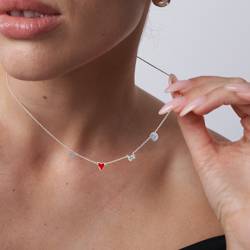 Inez Initial Heart Necklace With Premium Diamond - Silver