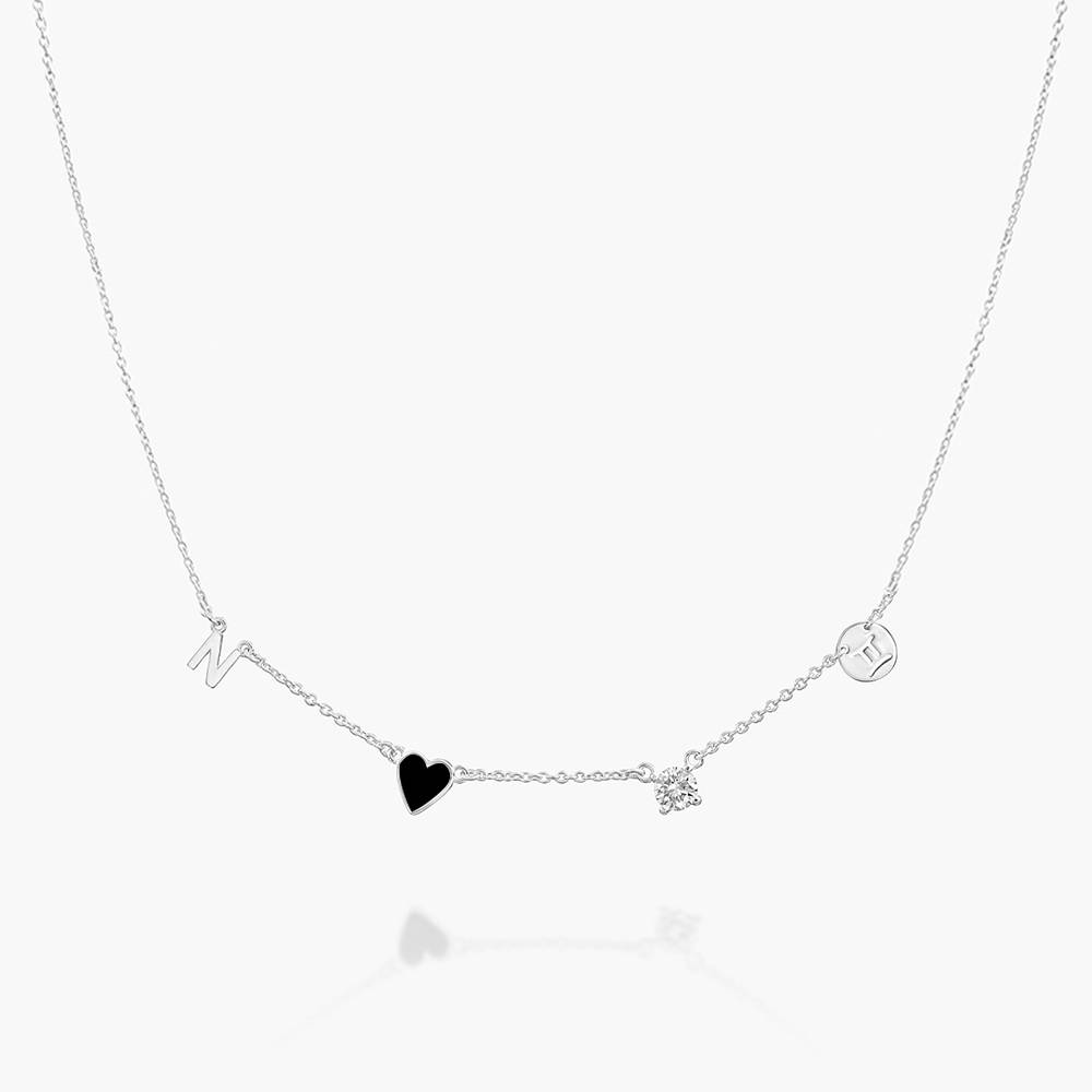 Inez Initial Heart Necklace With Premium Diamond - Silver-6 product photo