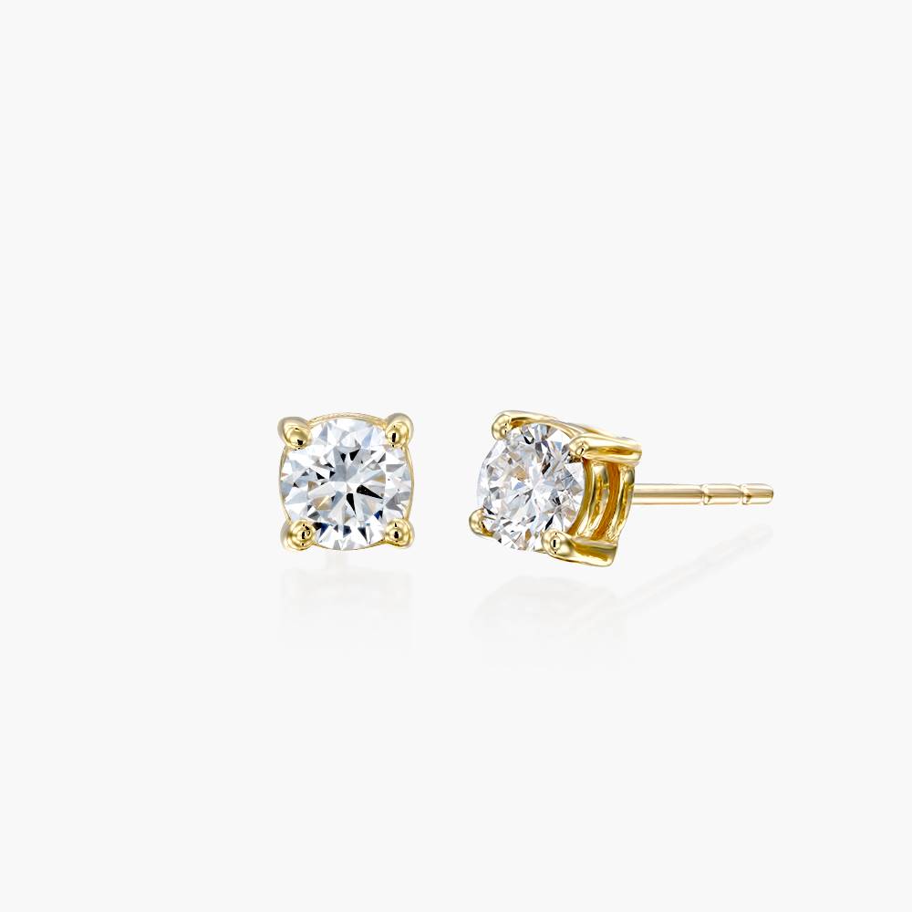 Round Diamond Stud Earrings 0.4 CT- 14k Yellow Solid Gold product photo