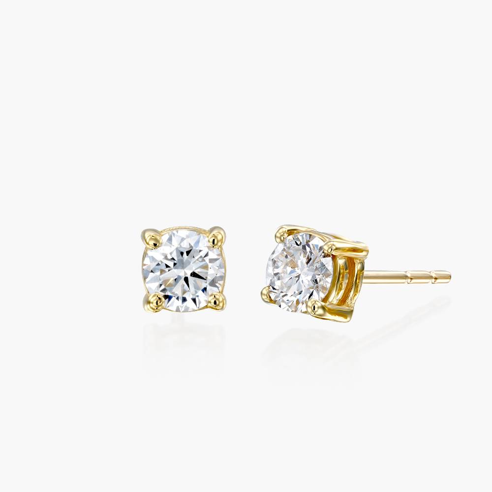 Round Diamond Stud Earrings 0.6 CT- 14k Yellow Solid Gold-2 product photo