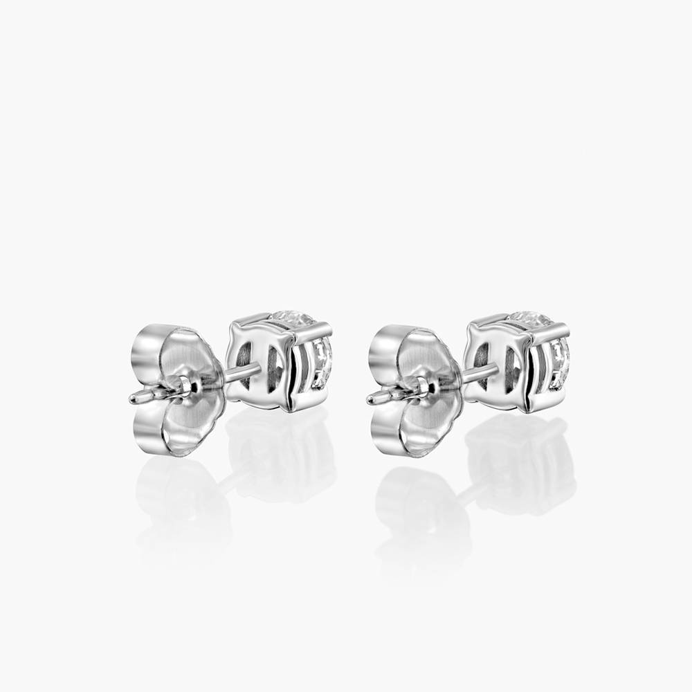 Round Diamond Stud Earrings 0.6 CT- 14k Solid White Gold-2 product photo