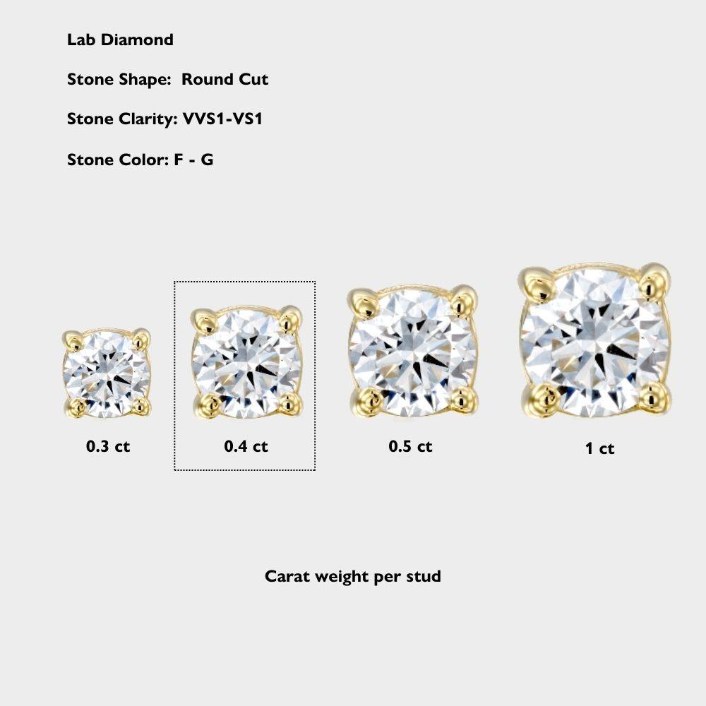 Round Diamond Stud Earrings 0.8 CT- 14k Solid Gold-5 product photo