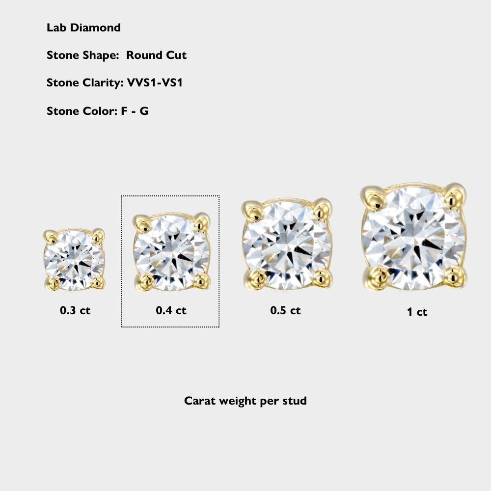 Round Diamond Stud Earrings 0.8 CT - 10k Solid Gold-5 product photo