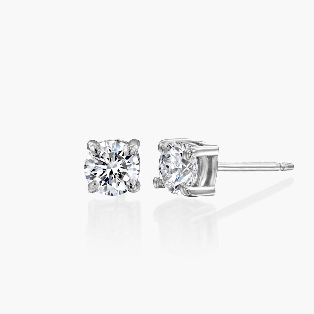 Round Diamond Stud Earrings 0.8 CT- 14k White Solid Gold-5 product photo