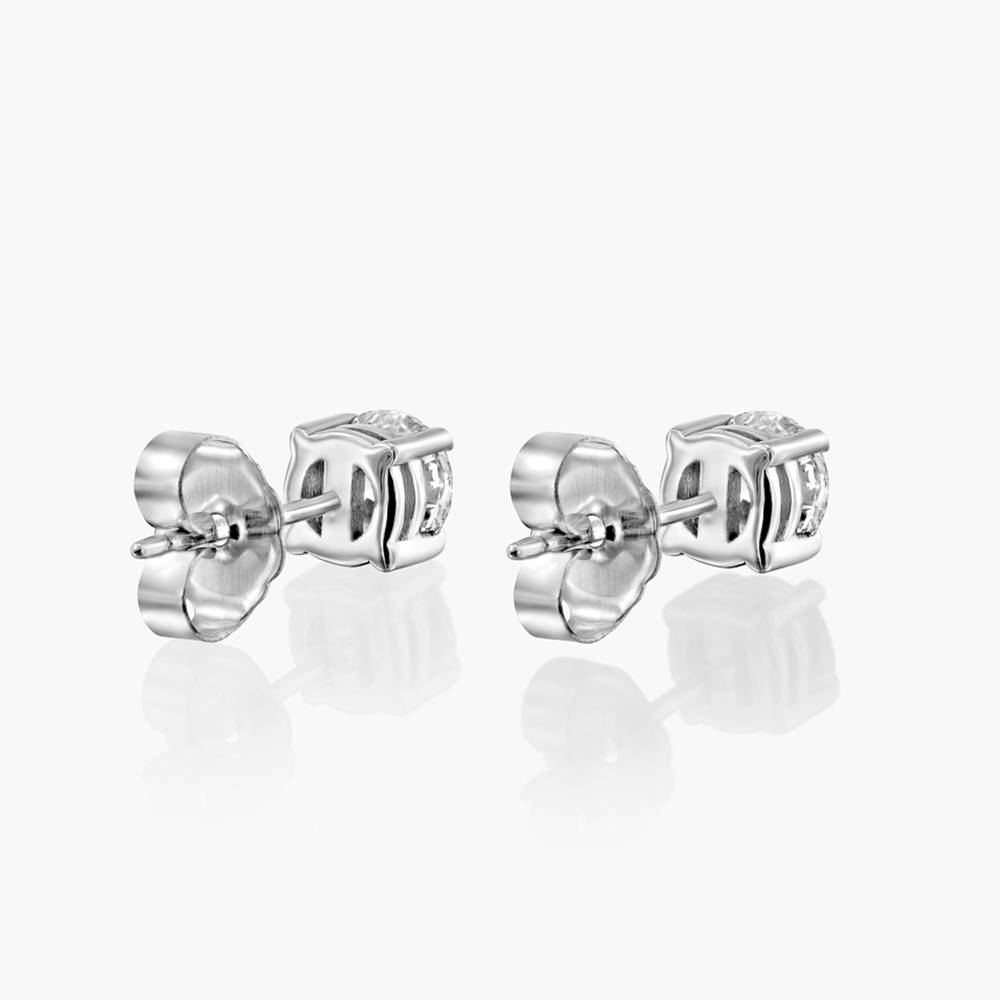 Round Diamond Stud Earrings 1 CT- 14k White Solid Gold-4 product photo