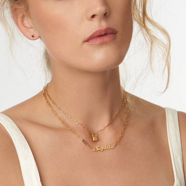 Link Chain Name Necklace - Gold - Oak & Luna