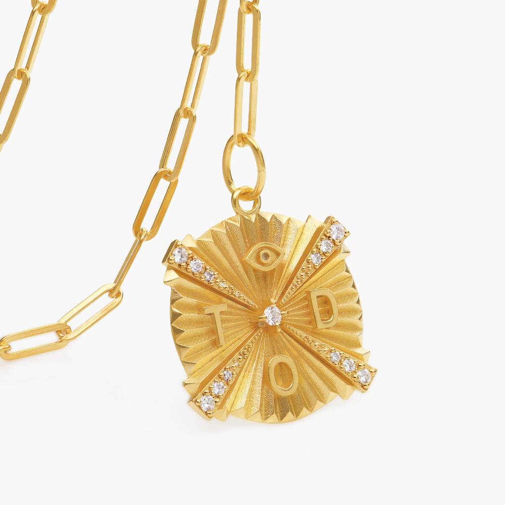 Le collier médaillon initial Shining Tyra avec Diamant - Or Vermeil-5 photo du produit