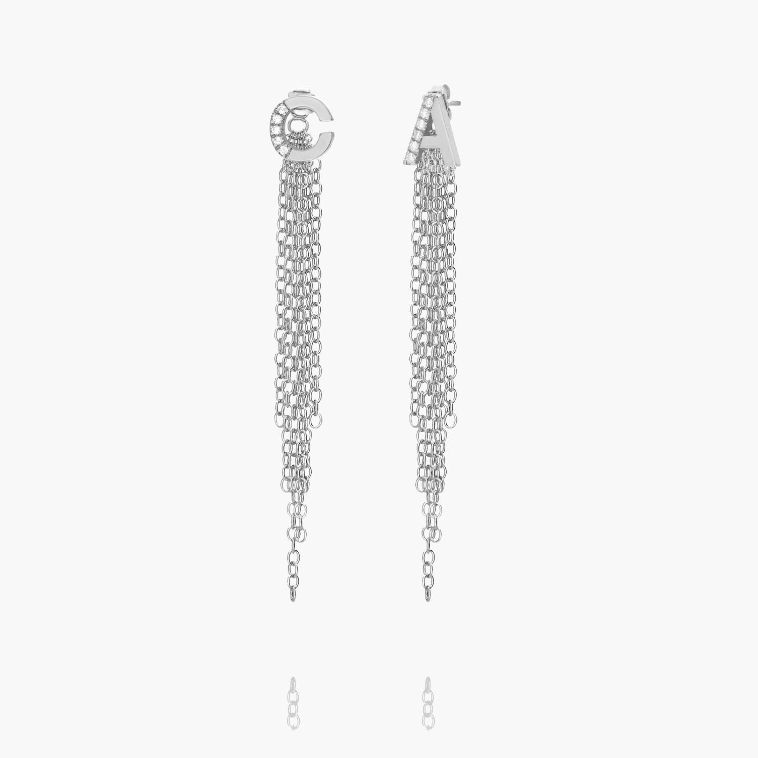 Short Tassel with Diamond Initials - Silver-1 product photo
