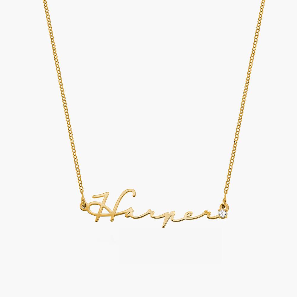 Mon Petit Name Necklace with Diamond - Gold Plated-1 product photo