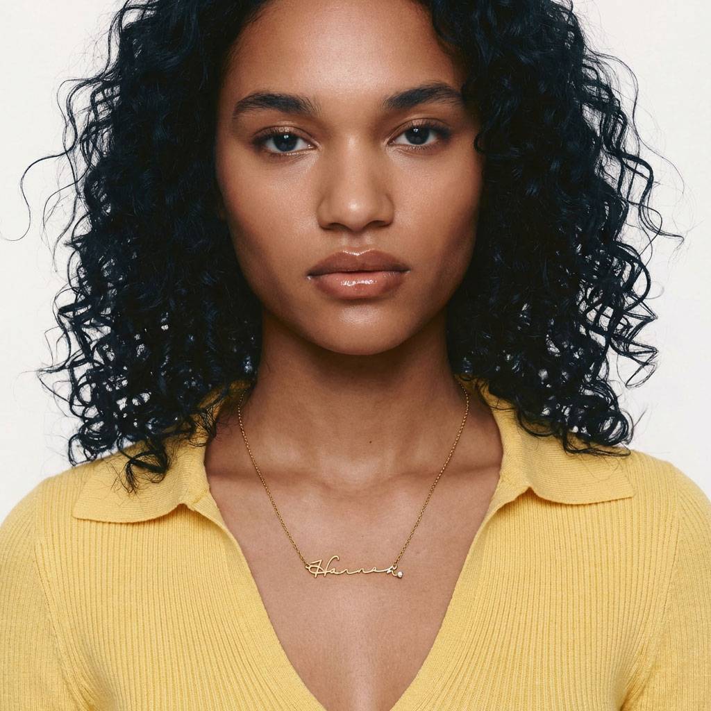 Mon Petit Name Necklace with Diamond - Gold Plated-2 product photo