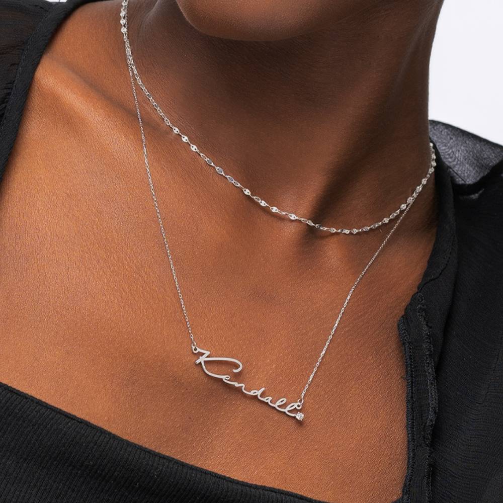 Mon Petit Name Necklace with Diamond - Sterling Silver-5 product photo