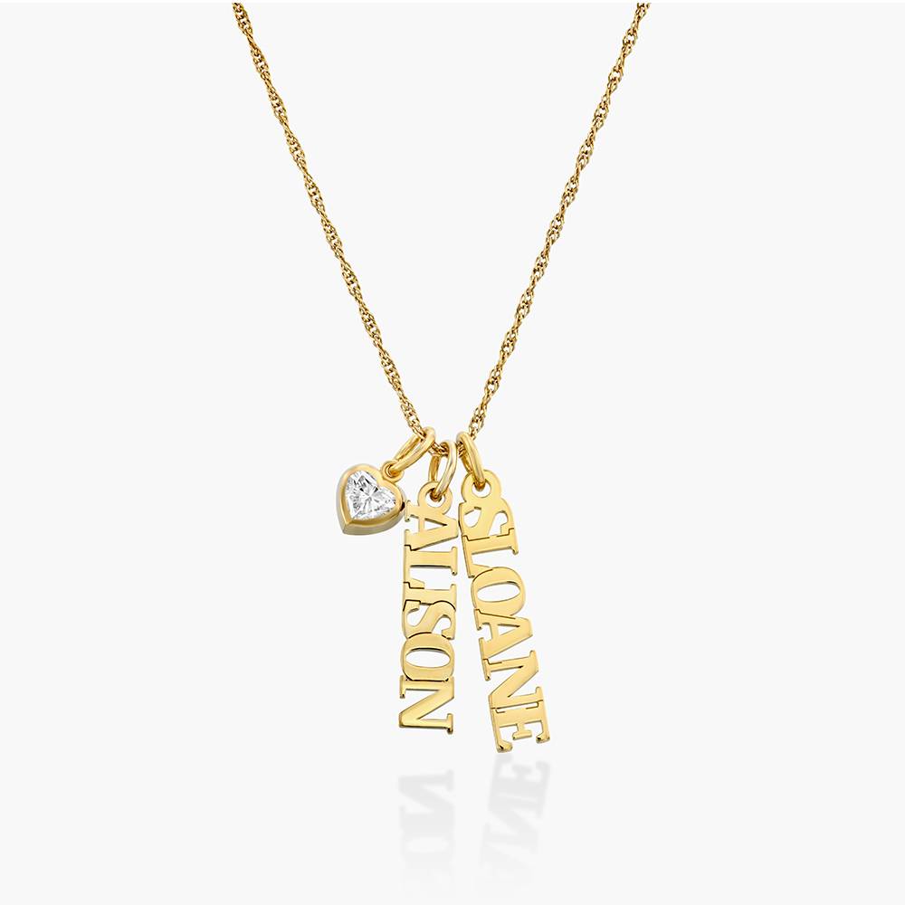 Singapore Chain Name Necklace With 0.2 Ct Heart Shaped Diamond - 14k Solid Gold-5 product photo