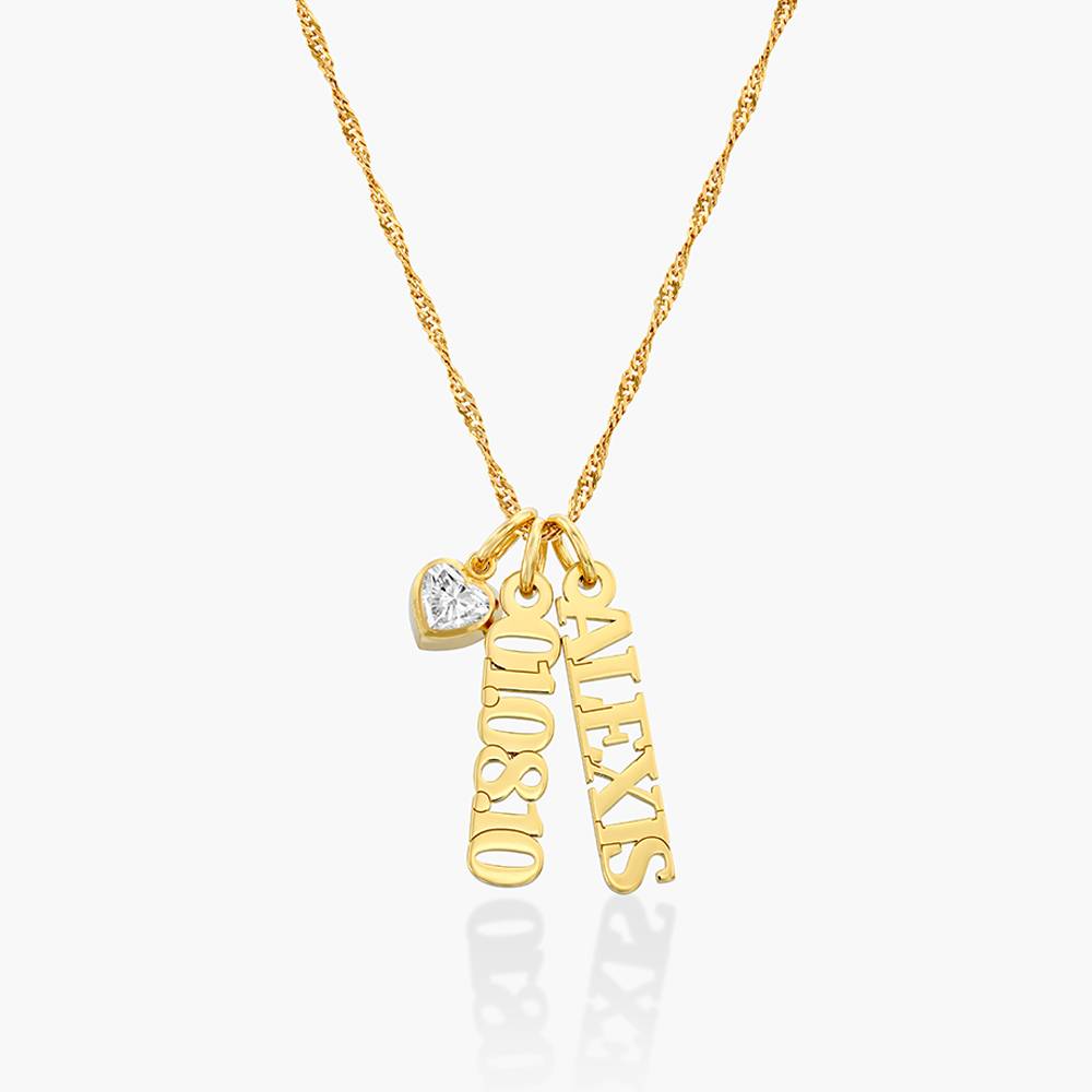 Collier Prénom Chaîne Singapour avec 0,2ct Diamant en forme de cœur - Or Vermeil-4 photo du produit
