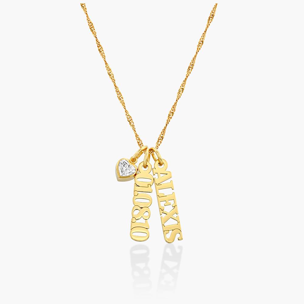 Singapore Chain Name Necklace With 0.2 Ct Heart Shaped Diamond - Gold Vermeil-2 product photo