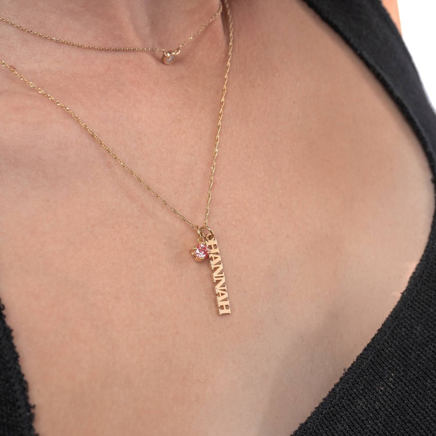 Singapore Chain Name Necklace With 0.3 Ct Fancy Diamond - 14k Solid Gold-10 product photo