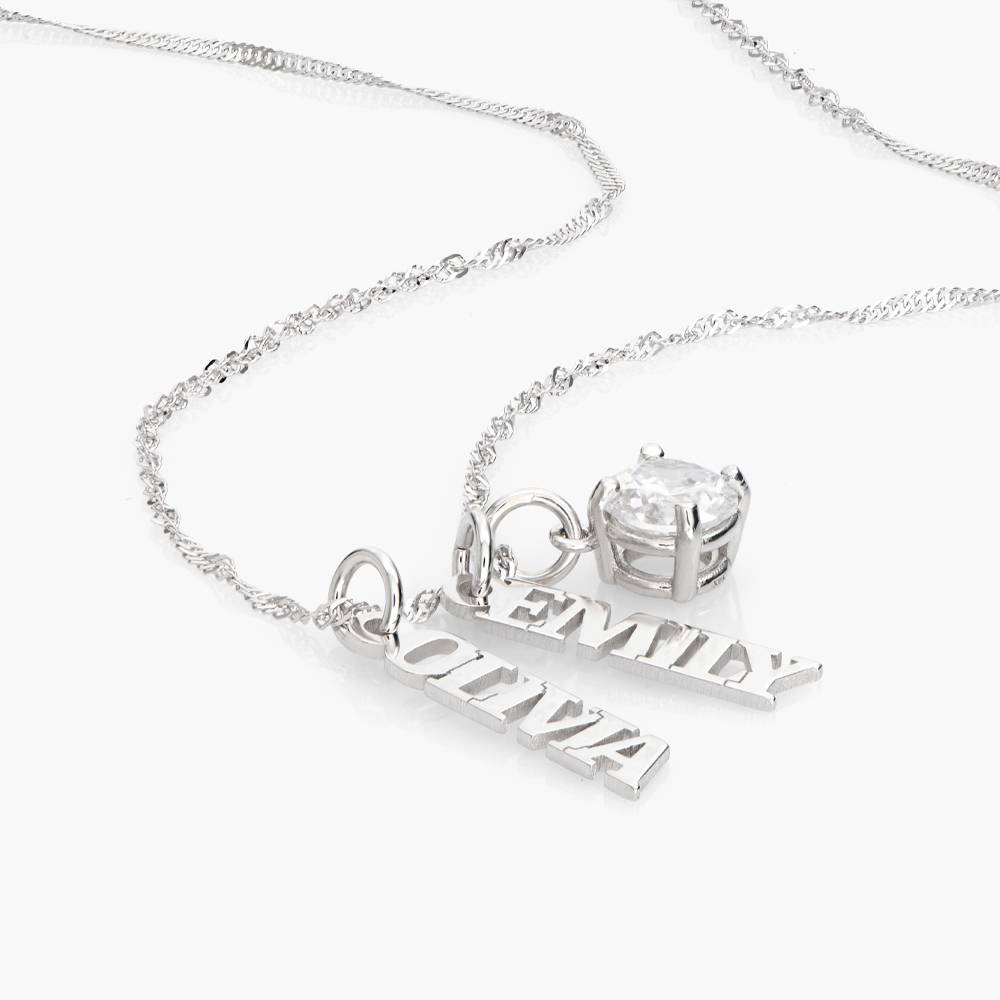 Singapore Chain Name Necklace With 1ct Diamond- 14k White Gold product photo