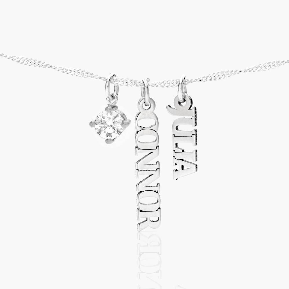 Singapore Chain Name Necklace With 1ct Diamond- 14k White Gold-1 product photo