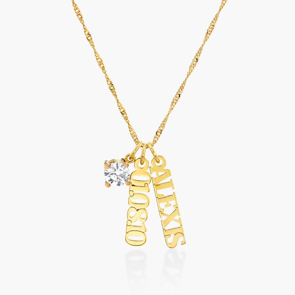 Singapore Chain Name Necklace With 1ct Diamond- Gold Vermeil-5 product photo