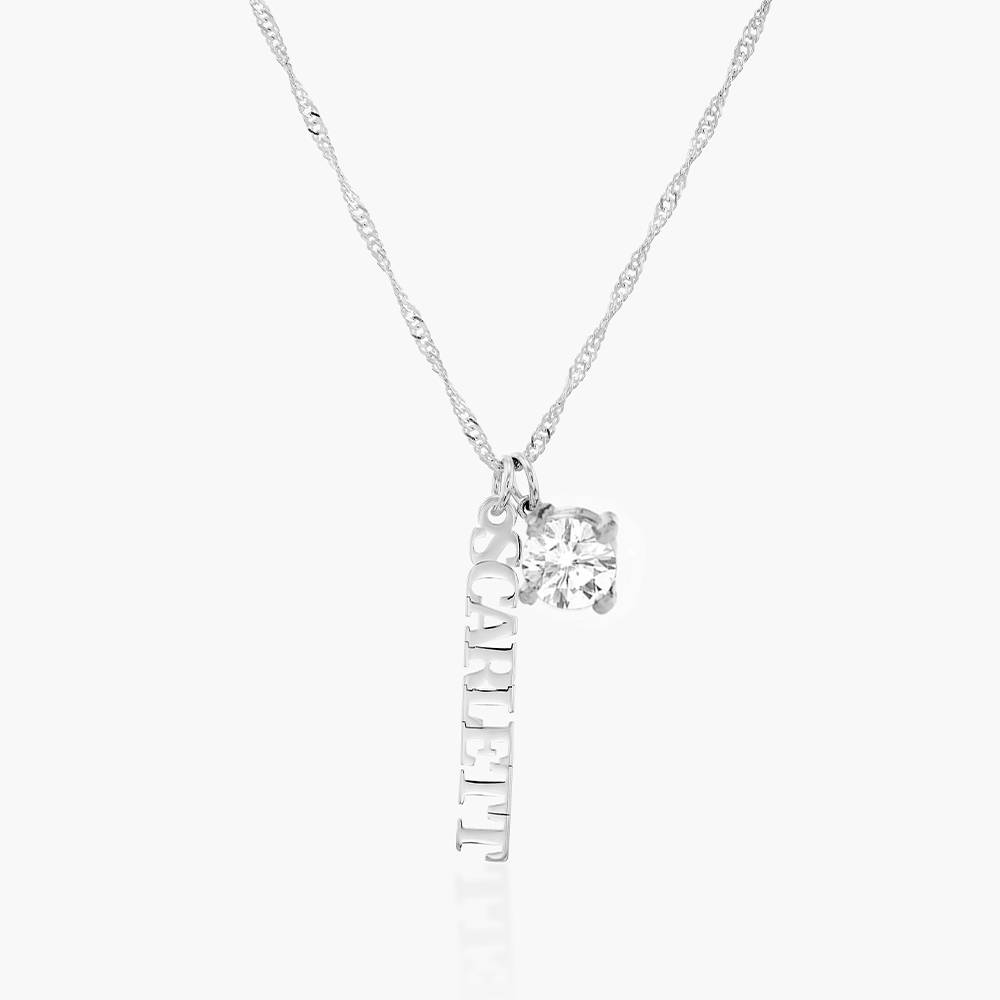 Singapore Chain Name Necklace With 1ct Diamond- Silver product photo