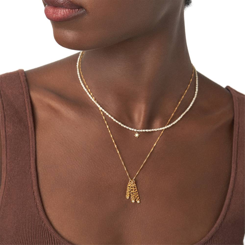 Singapore Chain Name Necklace with Diamonds -  14k Solid Gold-2 product photo