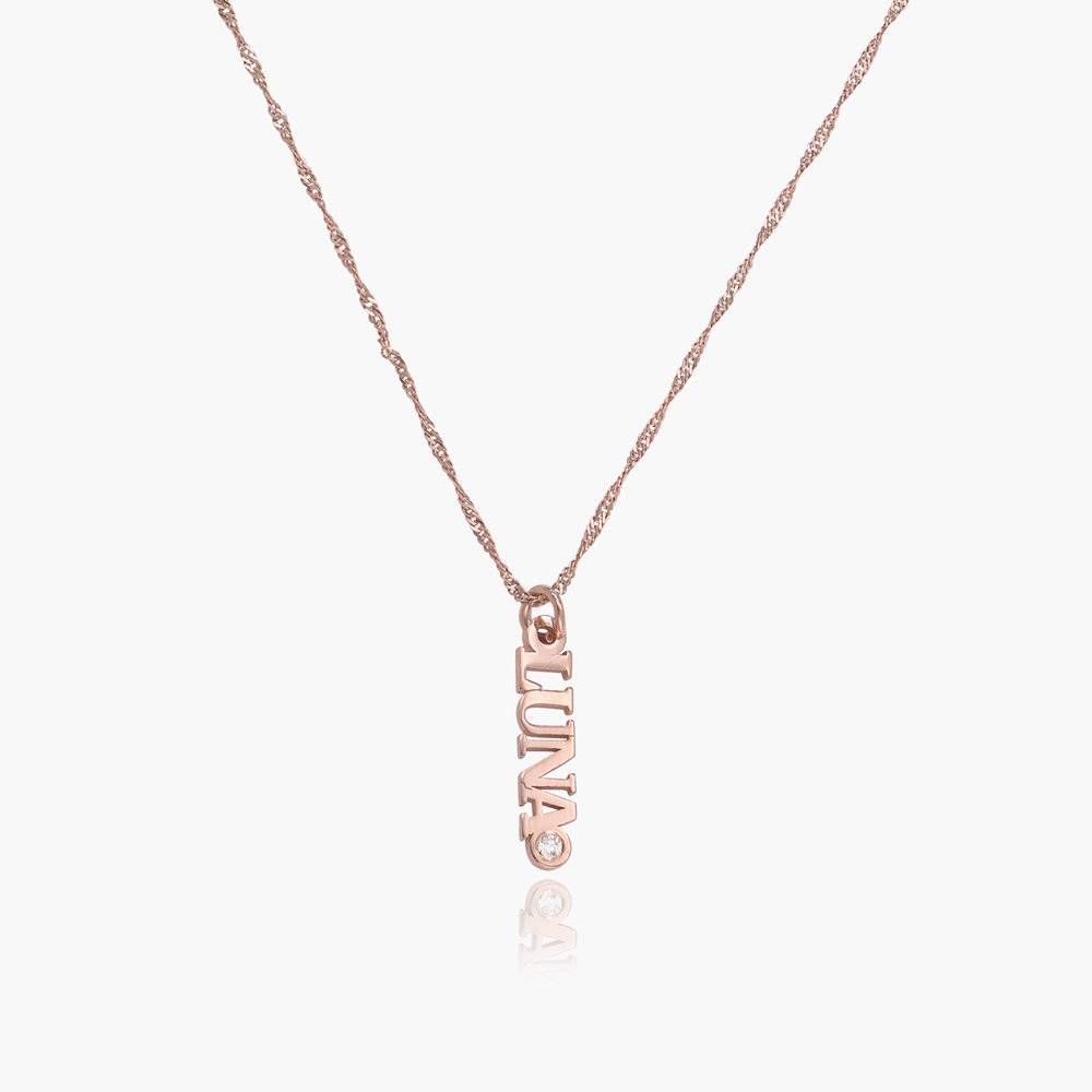 Singapore Chain Name Necklace with Diamonds -  Rose Vermeil-1 product photo