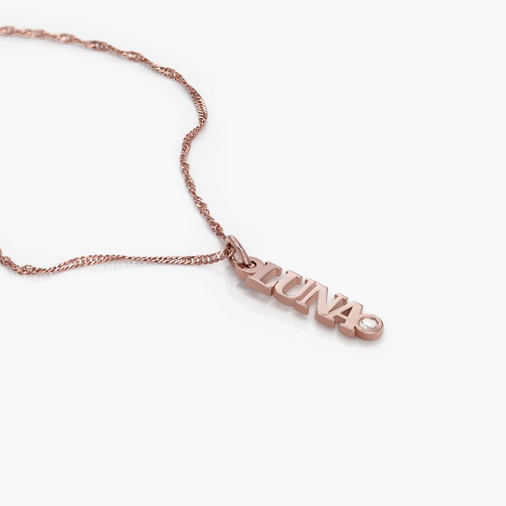 Singapore Chain Name Necklace with Diamonds -  Rose Vermeil-2 product photo