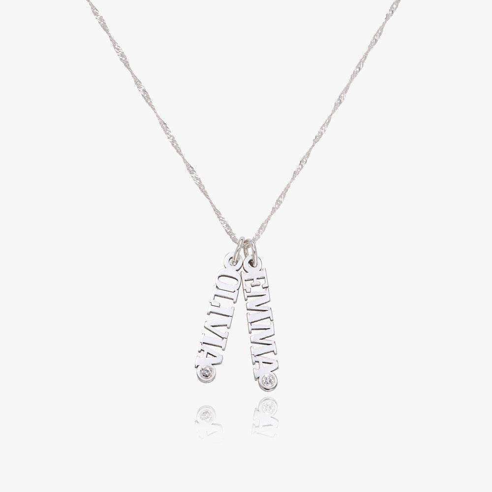 Singapore Chain Name Necklace with Diamonds - Silver product photo