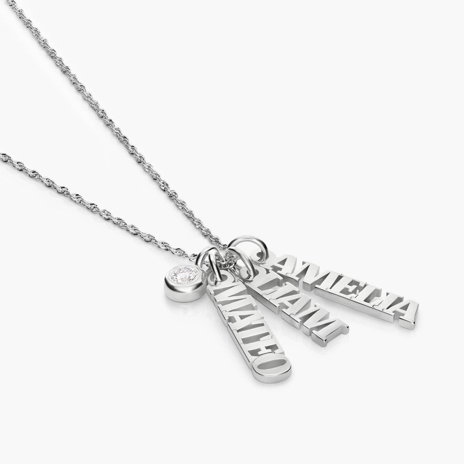 Singapore Chain Name Necklace with Diamond -  Silver-2 product photo