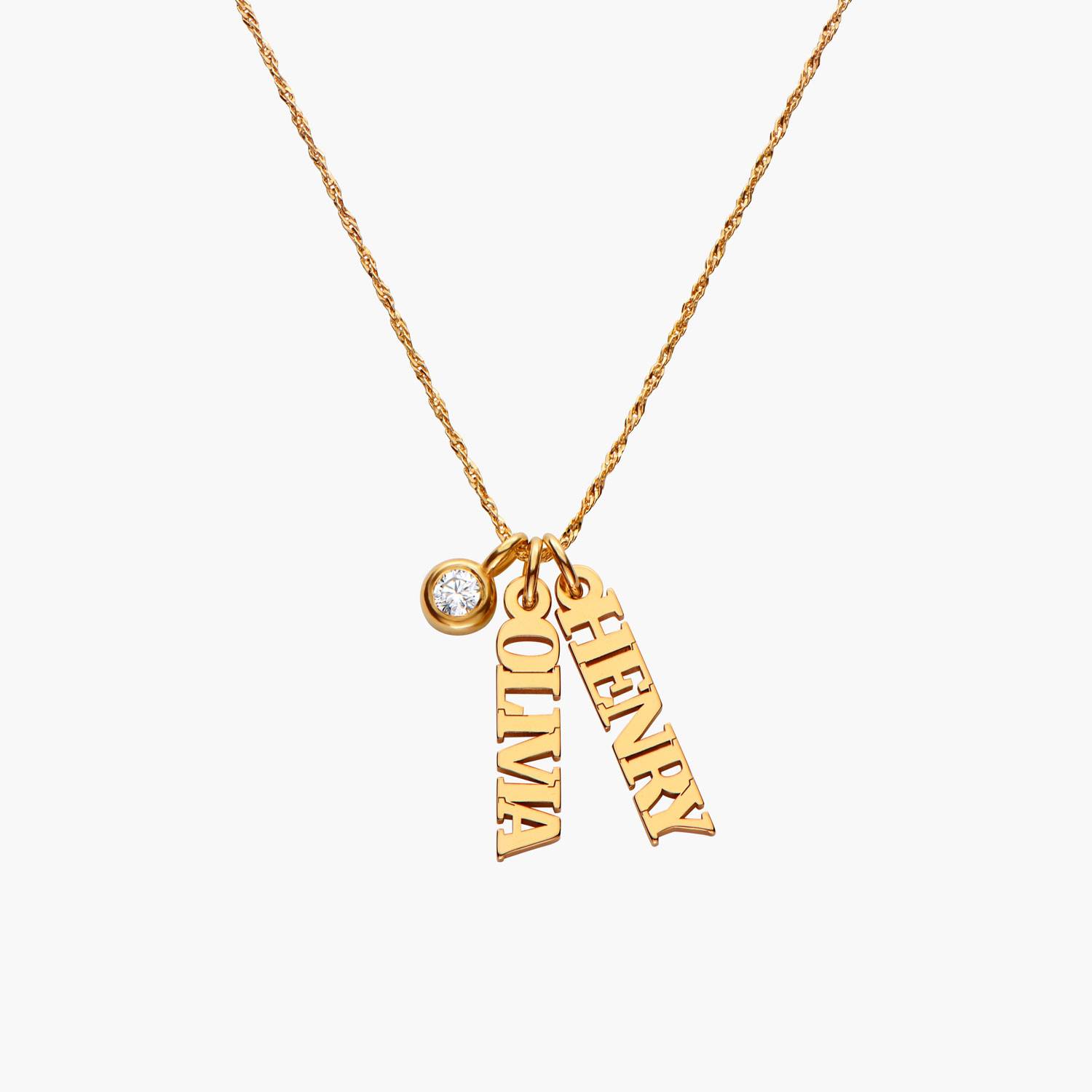 Singapore Chain Name Necklace with Diamond -  Vermeil-2 product photo